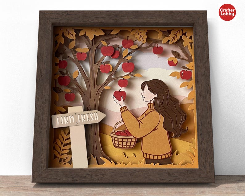Apple Orchard Shadow Box SVG: 3D Papercut File (cricut, Silhouette) - Etsy