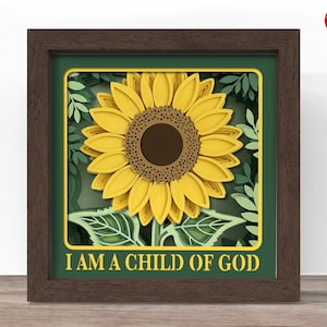 Child of God Shadow Box SVG: Religious Sunflower Design (Digital File)