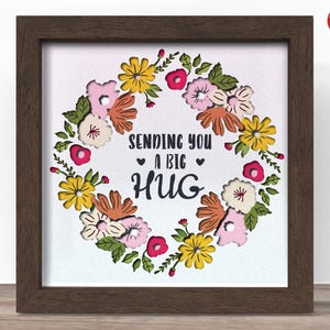 3d FRIENDS svg - te envío un gran abrazo caja de sombra SVG, archivo SVG de Cricut, archivo de caja de sombra con cita inspiradora, CrafterLobby