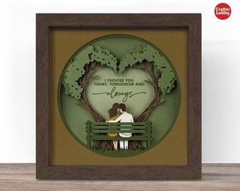 Couple Shadow Box SVG: 3d Papercut File (Cricut, Silhouette)