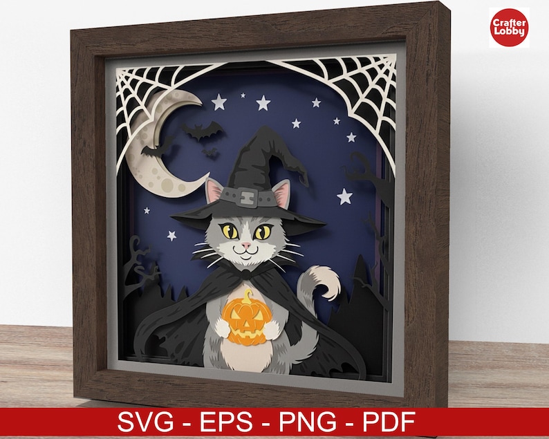 3d Halloween Cat Shadow Box SVG, Cricut SVG File, Crafterlobby - Etsy