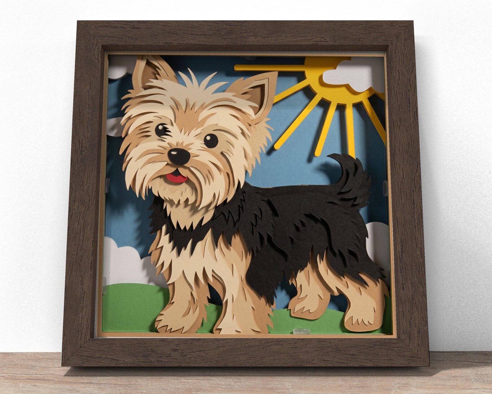 3D Yorkshire Terrier Dog Shadow Box SVG: Papercut File for Cricut - Etsy