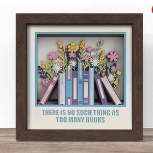 Buchliebhaber Schattenbox SVG: Anpassbare 3D Papier (Digitaler Download)