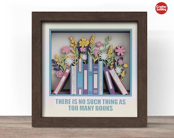 Book Lover Shadow Box SVG: Customizable 3D Papercraft (Digital Download)