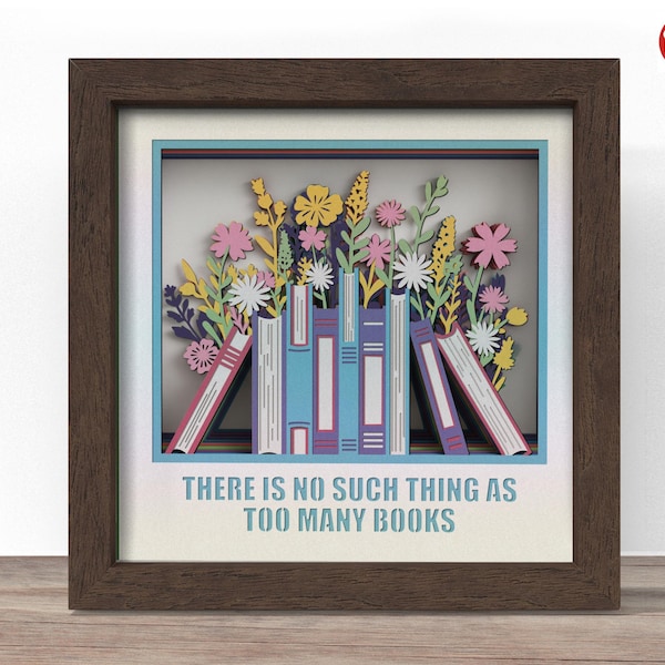 Book Lover Shadow Box SVG: Papercraft 3D personalizzabile (download digitale)