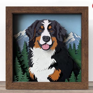 3D Berner Schattenbox SVG, Cricut SVG-Datei, Hund Schattenbox Datei, 3D Papierschnitt SVG Karton Schnittdatei, CrafterLobby