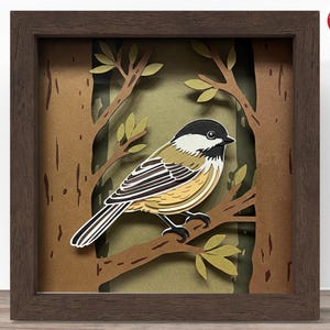 Caja de sombra de carbonero 3D SVG, archivo SVG de Cricut, archivo de caja de sombra de pájaro, archivo de corte de cartulina SVG de corte de papel 3D, CrafterLobby
