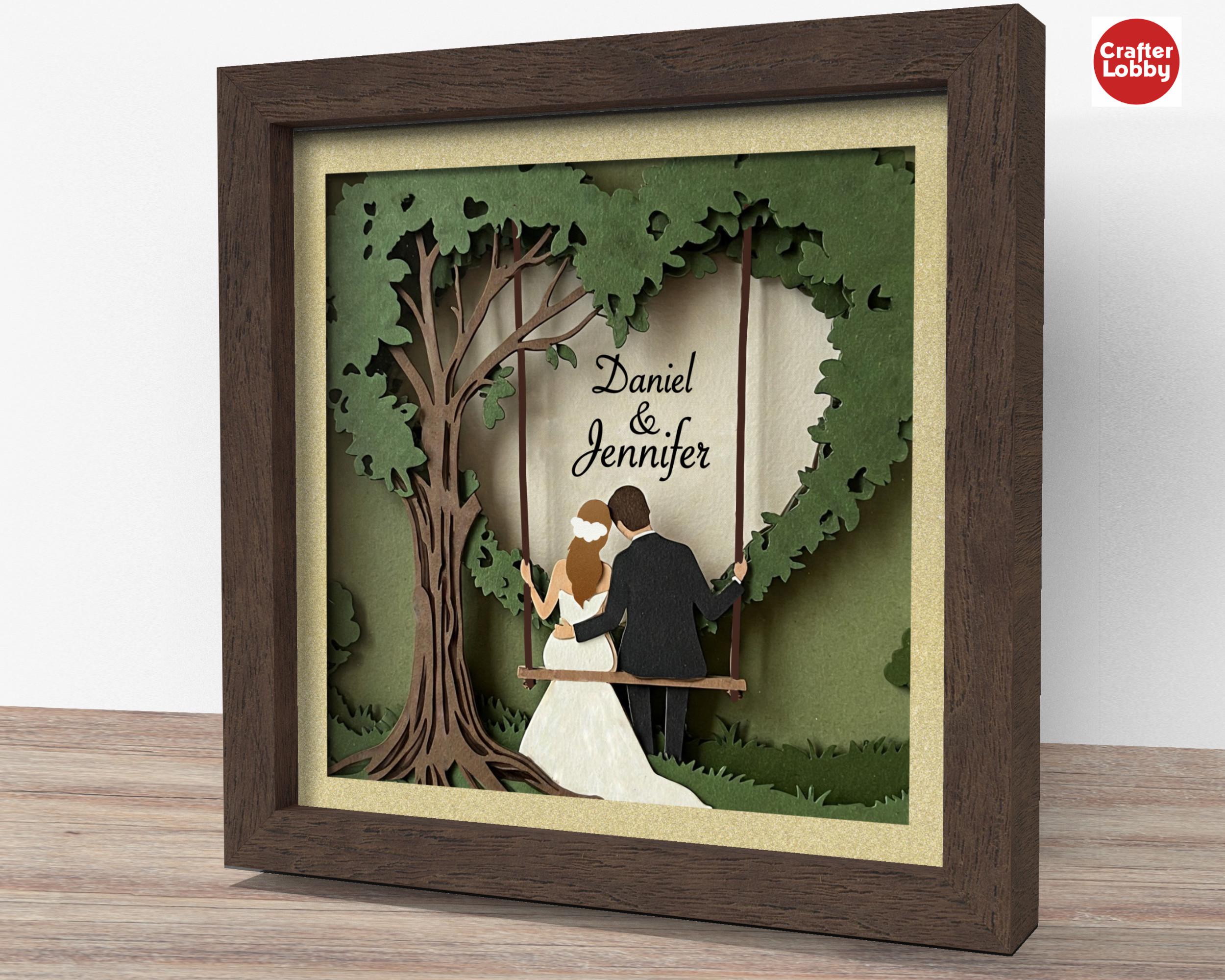 Wedding Couple Swing Shadow Box SVG: 3D Papercut File - Etsy