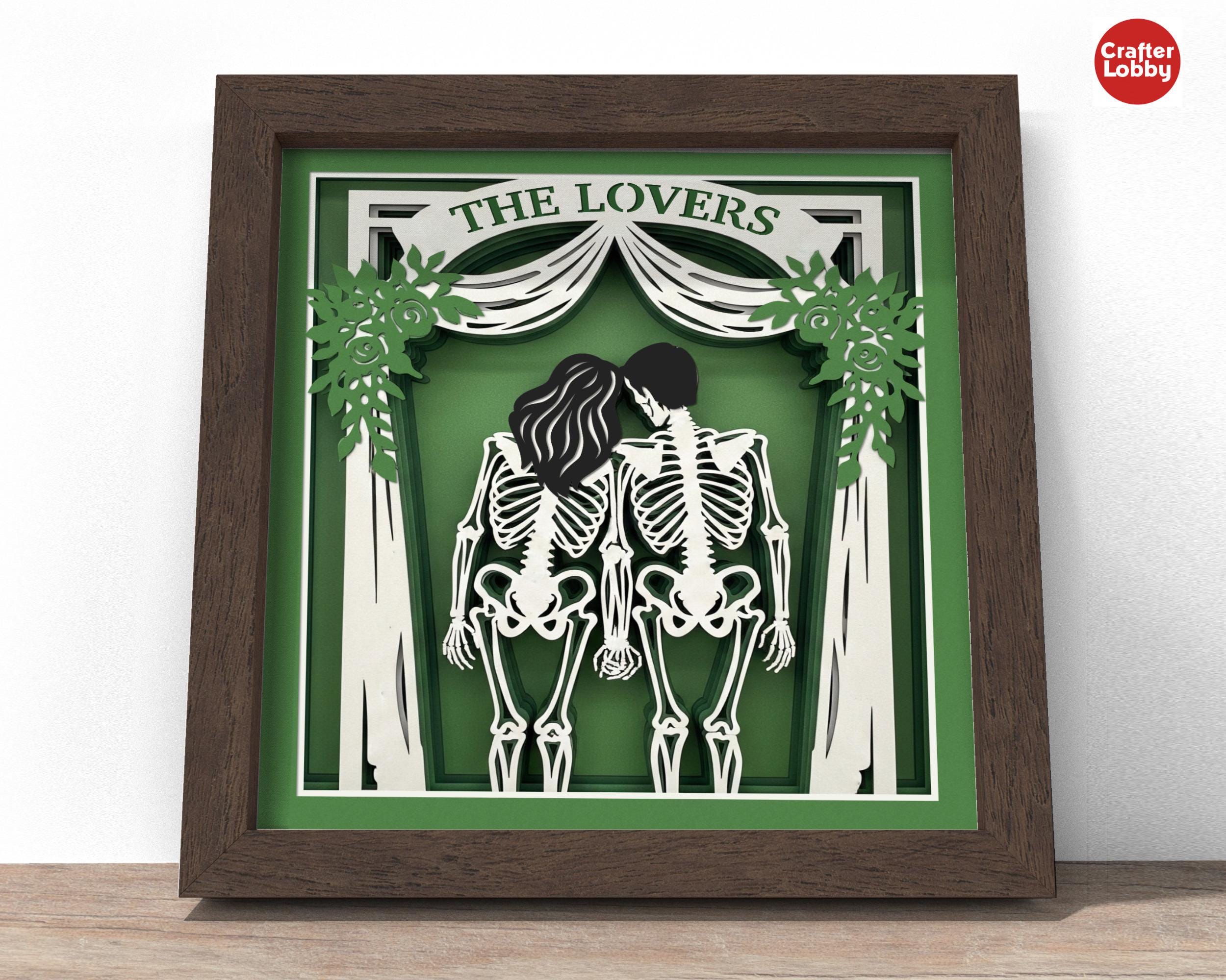 Skeleton Couple Wedding Shadow Box SVG: 3D Papercut File (digital ...