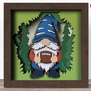 3d football gnome shadow box SVG, Cricut SVG File, summer shadow box file, 3d papercut SVG cardstock cut file, CrafterLobby
