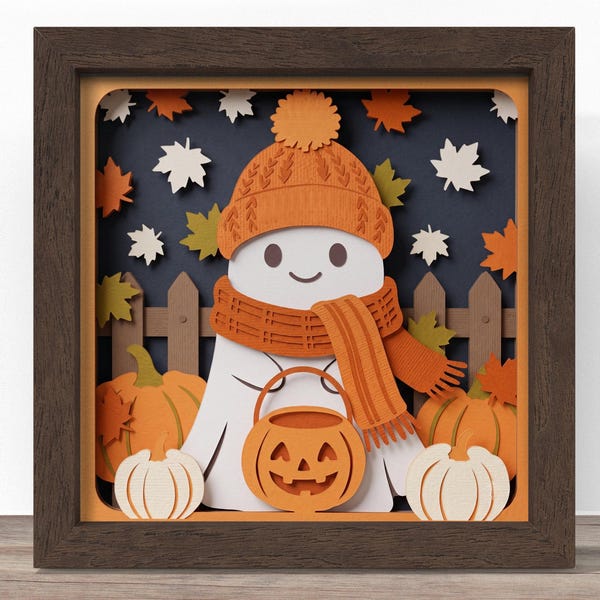 3D Boo Shadow Box SVG, Papercut Template (Digital Download)
