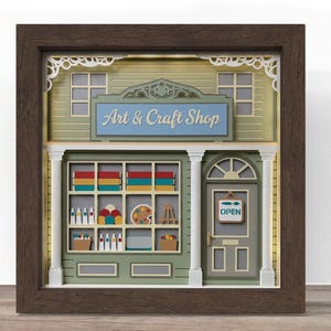 Craft Shop Shadow Box SVG: 3D Papercut File