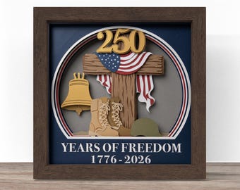 250 lat butów wolności Shadow Box SVG: plik wycinanek z okazji 4 lipca