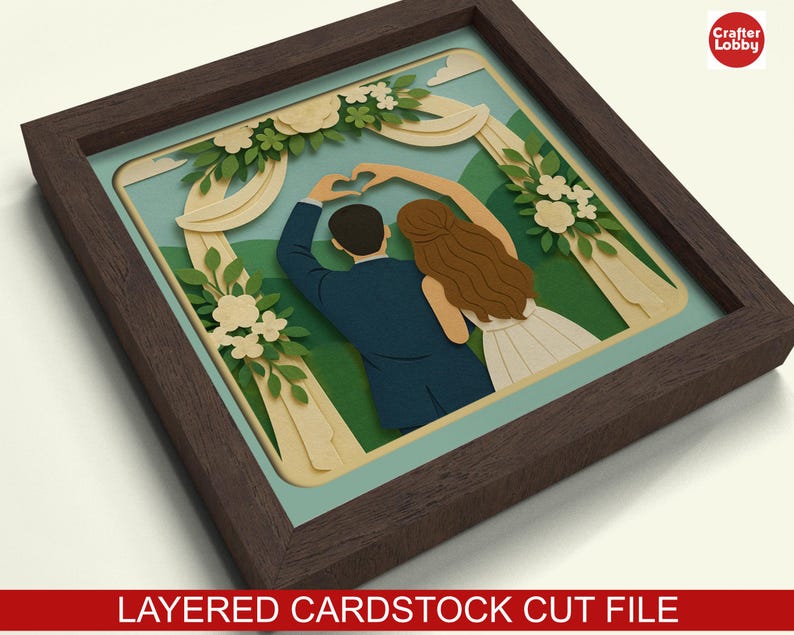 Wedding Couple Shadow Box SVG: 3D Papercut File, Cricut Ready - Etsy