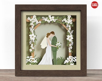 3d wedding couple arch shadow box SVG, wedding shadow box file, Cricut SVG File, 3d papercut SVG, CrafterLobby.