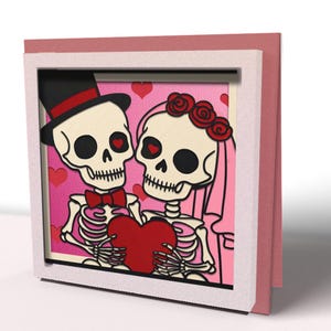 Skull Couple Valentine Card SVG, Cricut Card SVG File, 3d popup Card, 3d papercut SVG card cut file, Shadow Box Card, CrafterLobby33