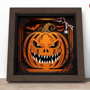 3d Halloween Pumpkin Shadow Box SVG, Cricut SVG File, Scary Pumpkin ...