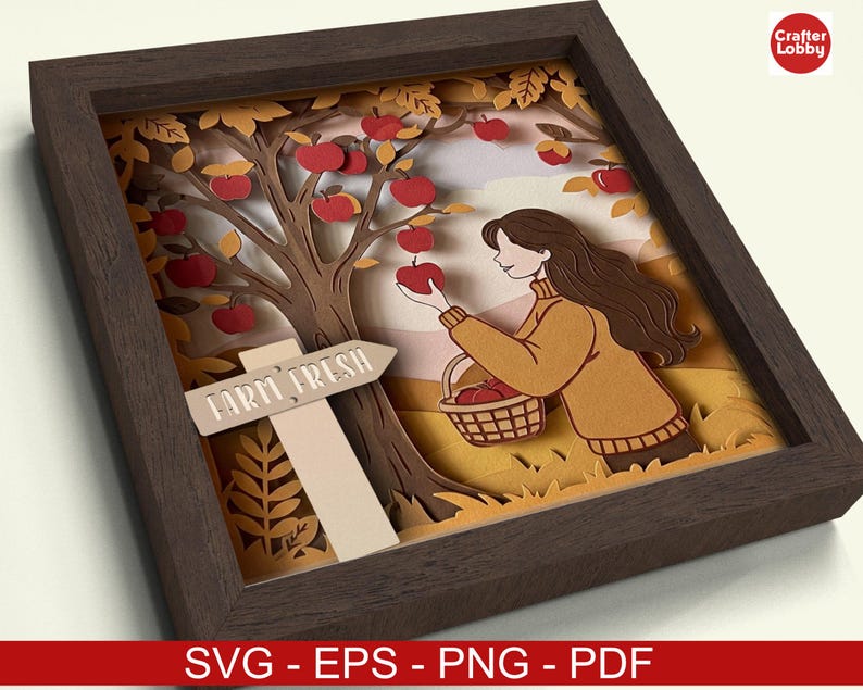 Apple Orchard Shadow Box SVG: 3D Papercut File (cricut, Silhouette) - Etsy
