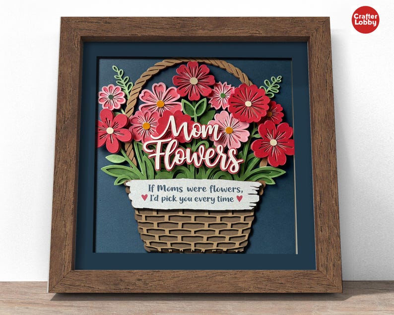 3d Mothers Day shadow box SVG, Cricut SVG File,  Flower for Mom shadow box file, CrafterLobby2