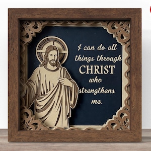 3D Bibel Vers Schattenbox SVG, Cricut SVG-Datei, christliche Schattenbox-Datei, Philipper 4:13 svg, CrafterLobby