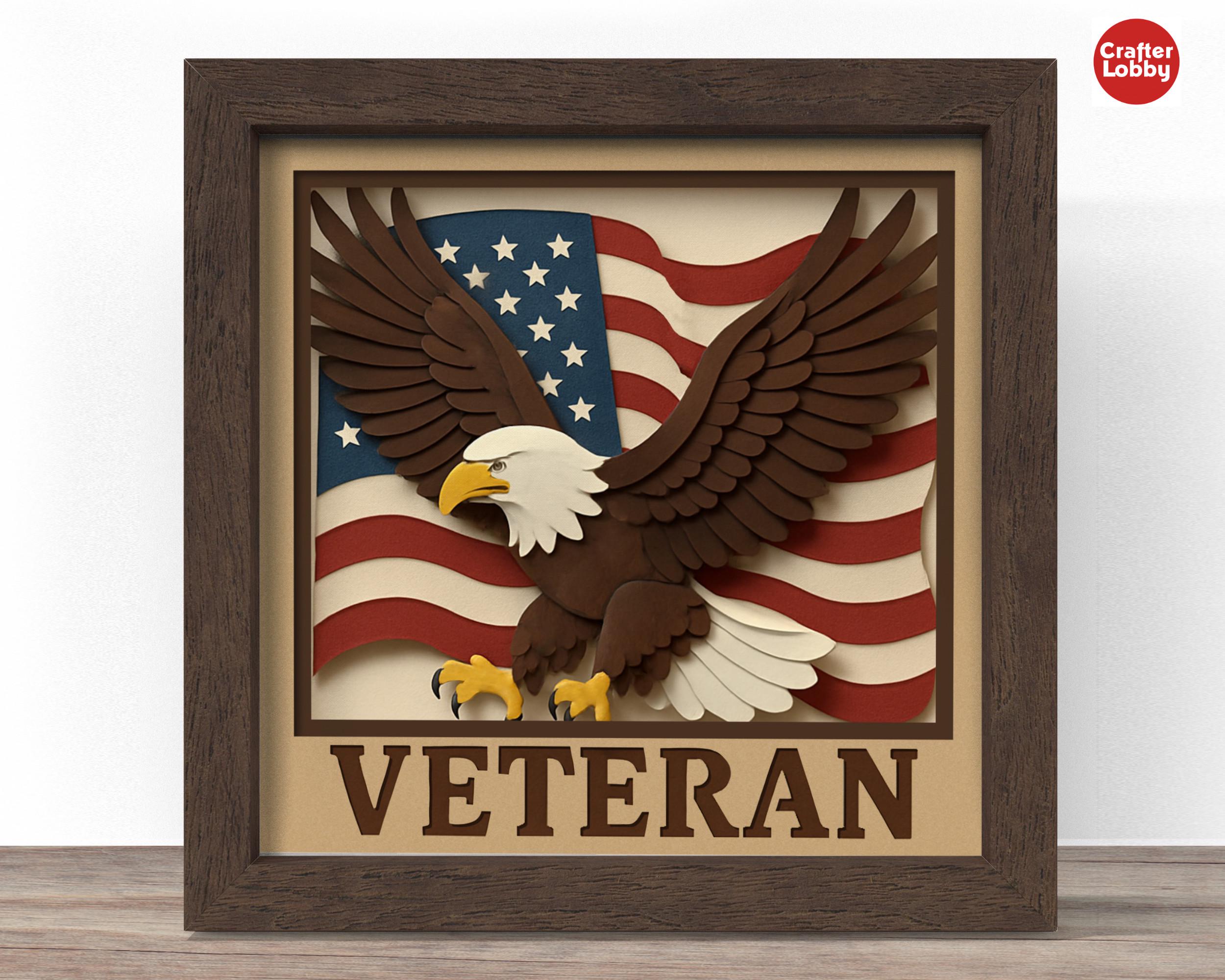 3d American eagle shadow box SVG, Cricut SVG File, 4th of July shadow box file, Veteran svg, 3d papercut SVG cut file, crafterLobby