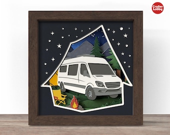 Camper Van Shadow Box SVG: 3D Papercraft File (Digital Download)