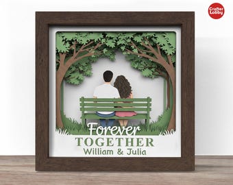 Couple Shadow Box SVG: 3d Papercut File (Cricut, Silhouette)