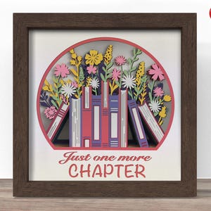 Nur noch ein Kapitel Schattenbox SVG: Anpassbare 3D Papierkunst (Digitaler Download)