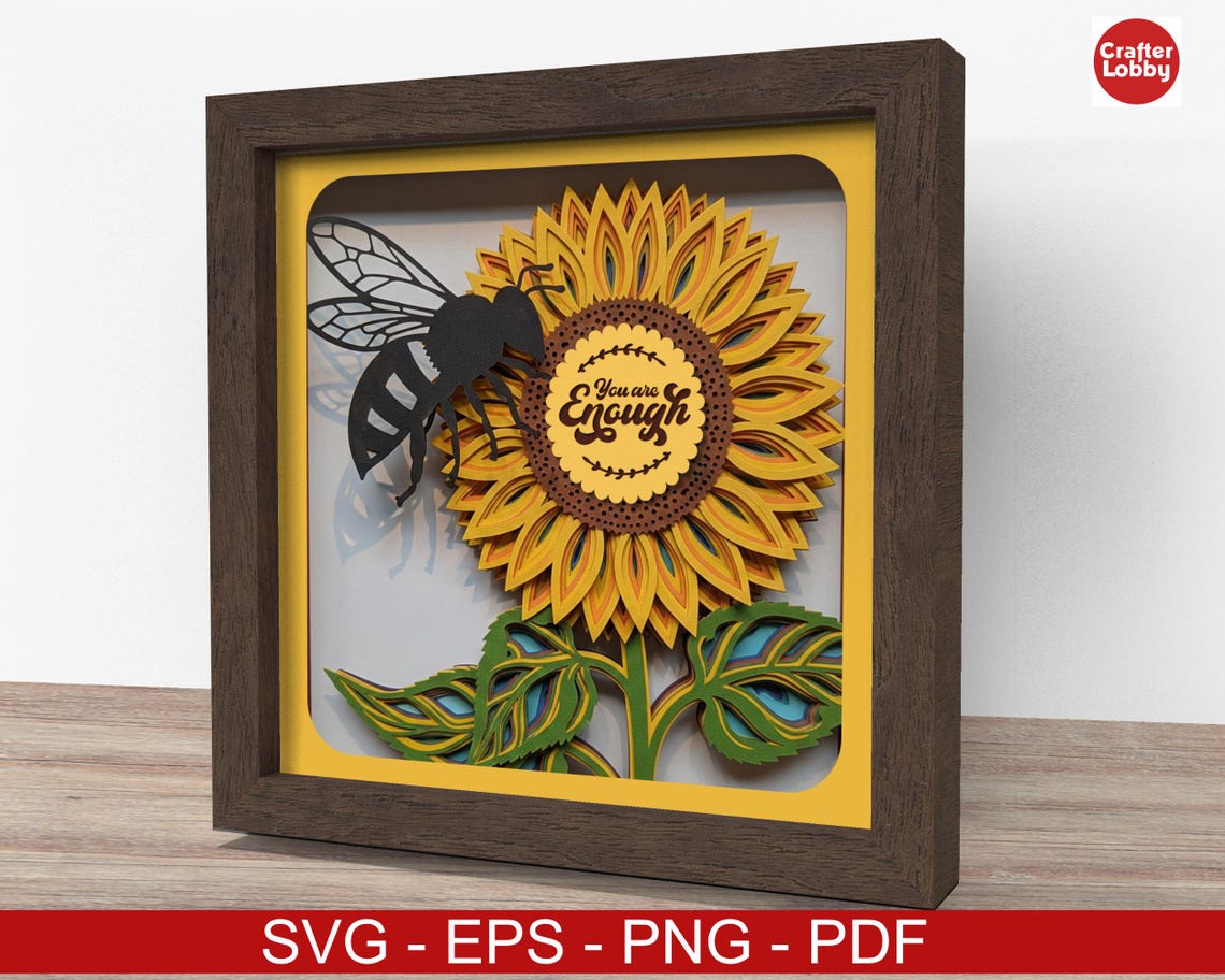 Sunflower Text Box Box 3d Sunflower Shadow Box SVG: You Are Enough Cricut File - Etsy