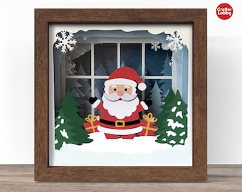 サンタのクリスマスシャドーボックス SVG: 3D ペーパークラフト
