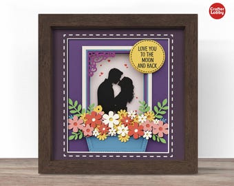 Couple Shadow Box SVG: 3d Papercut File (Cricut, Silhouette)