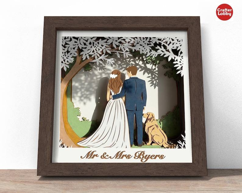 Wedding Couple Shadow Box SVG: 3D Papercut File (digital Download) - Etsy