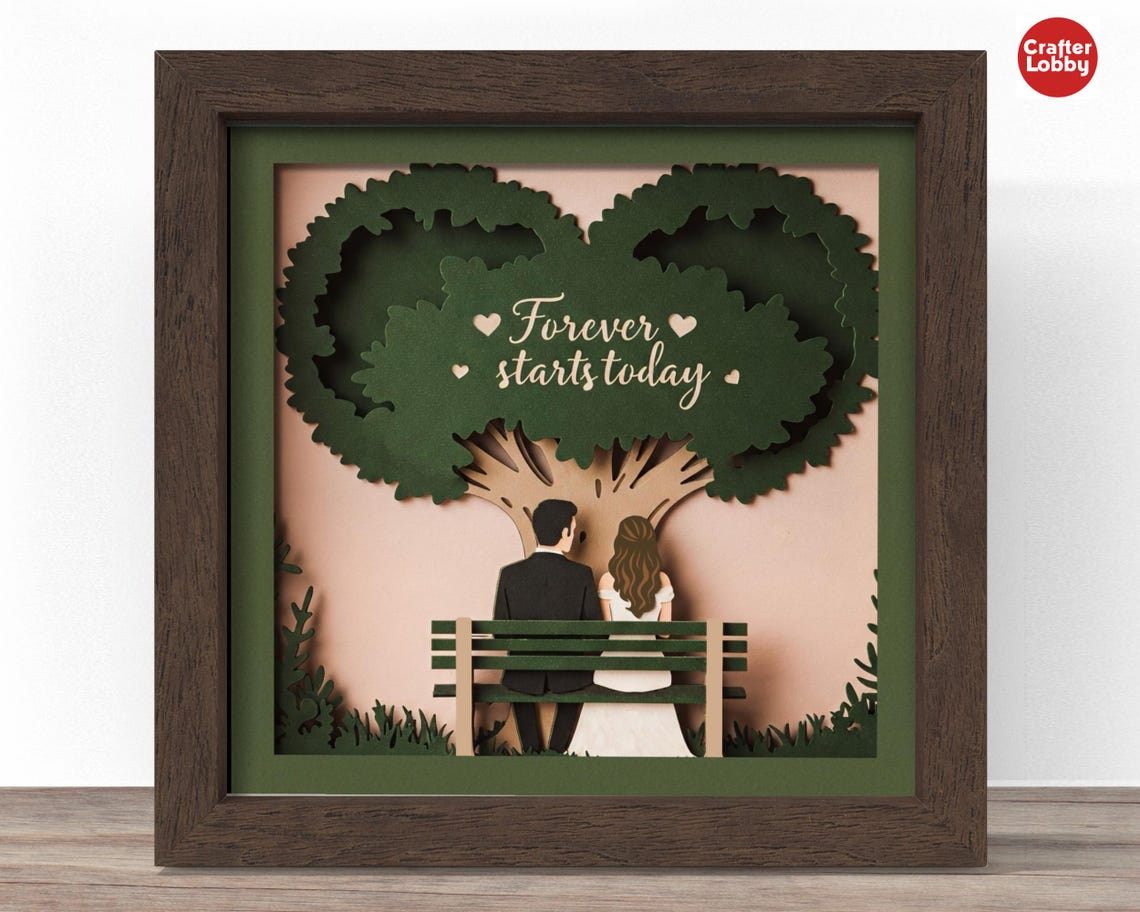 Wedding Couple Shadow Box SVG: 3D Papercut File for Cricut - Etsy