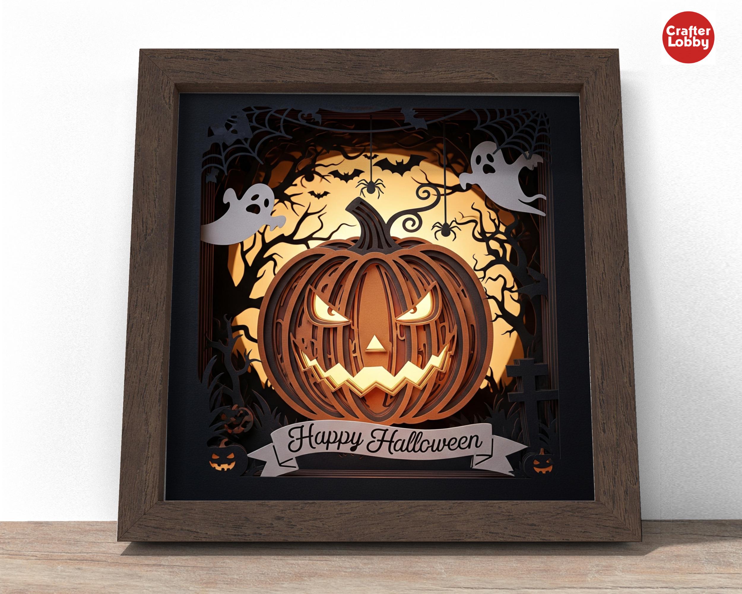 3d Happy Halloween Pumpkin Shadow Box SVG, Cricut SVG File, Scary ...
