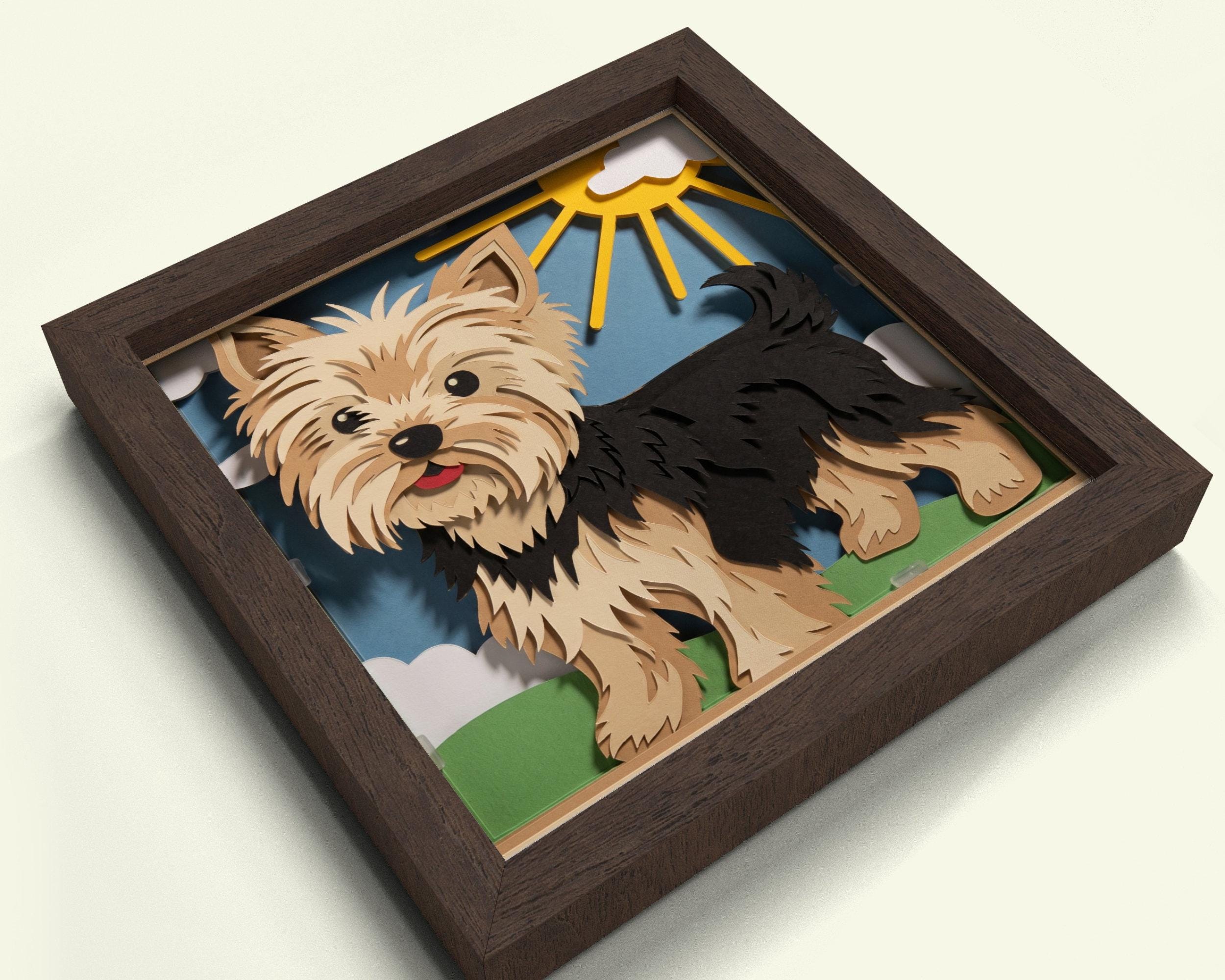 3D Yorkshire Terrier Dog Shadow Box SVG: Papercut File for Cricut - Etsy