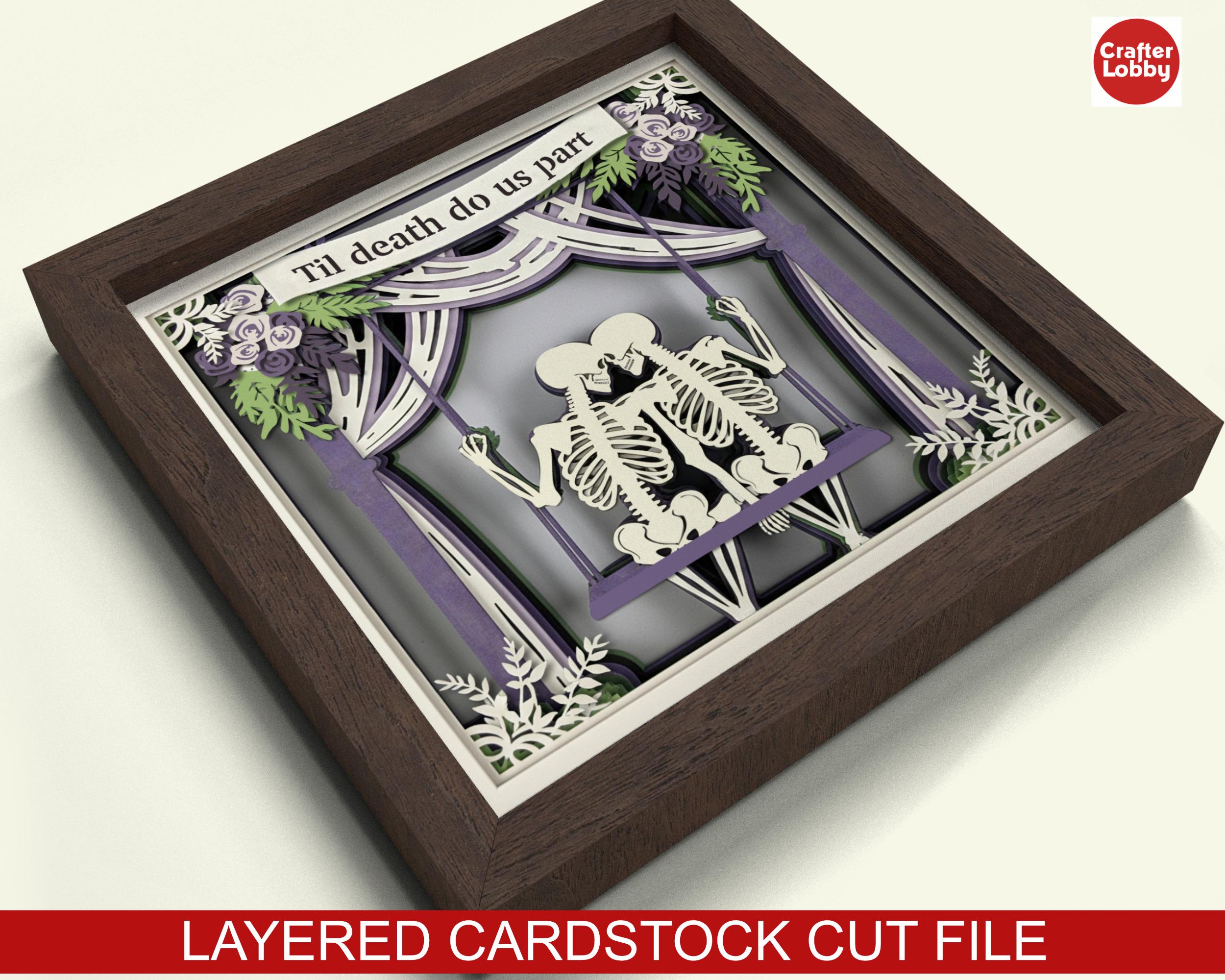 Skeleton Couple Swing Shadow Box SVG, Wedding Gift Papercut File ...
