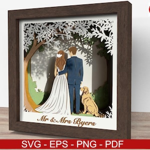 Wedding Couple Shadow Box SVG: 3D Papercut File (digital Download) - Etsy