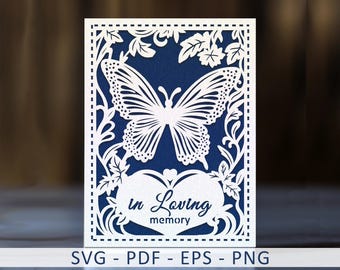 メモリアルバタフライカード SVG: Cricut 用 3D ペーパーカットファイル