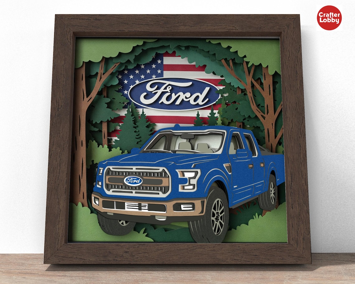 Vector Box Ford 3D Blue Ford Truck Shadow Box SVG File - Etsy Canada