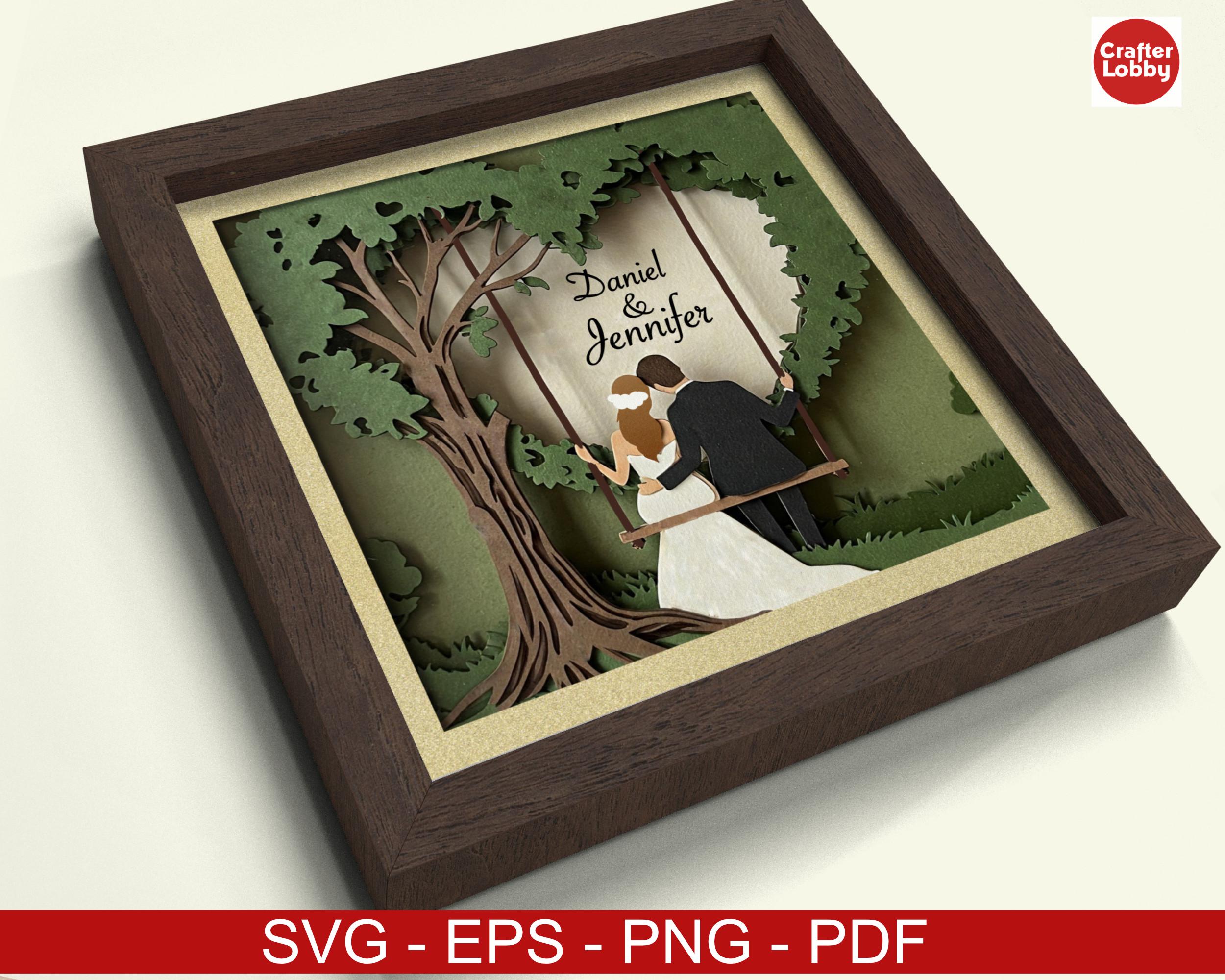 Wedding Couple Swing Shadow Box SVG: 3D Papercut File - Etsy
