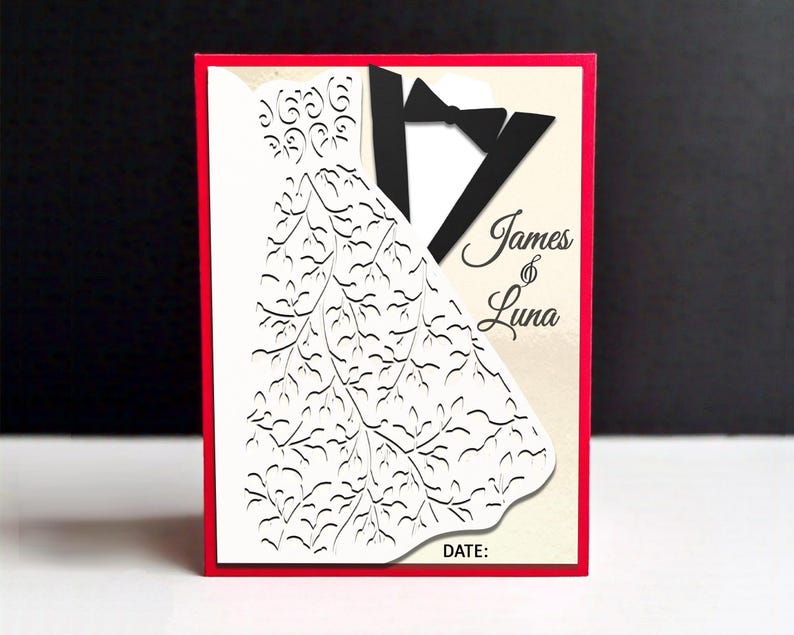Wedding Card SVG, Cricut Card SVG File, Couple Card svg, 3d papercut SVG card cut file, CrafterLobby