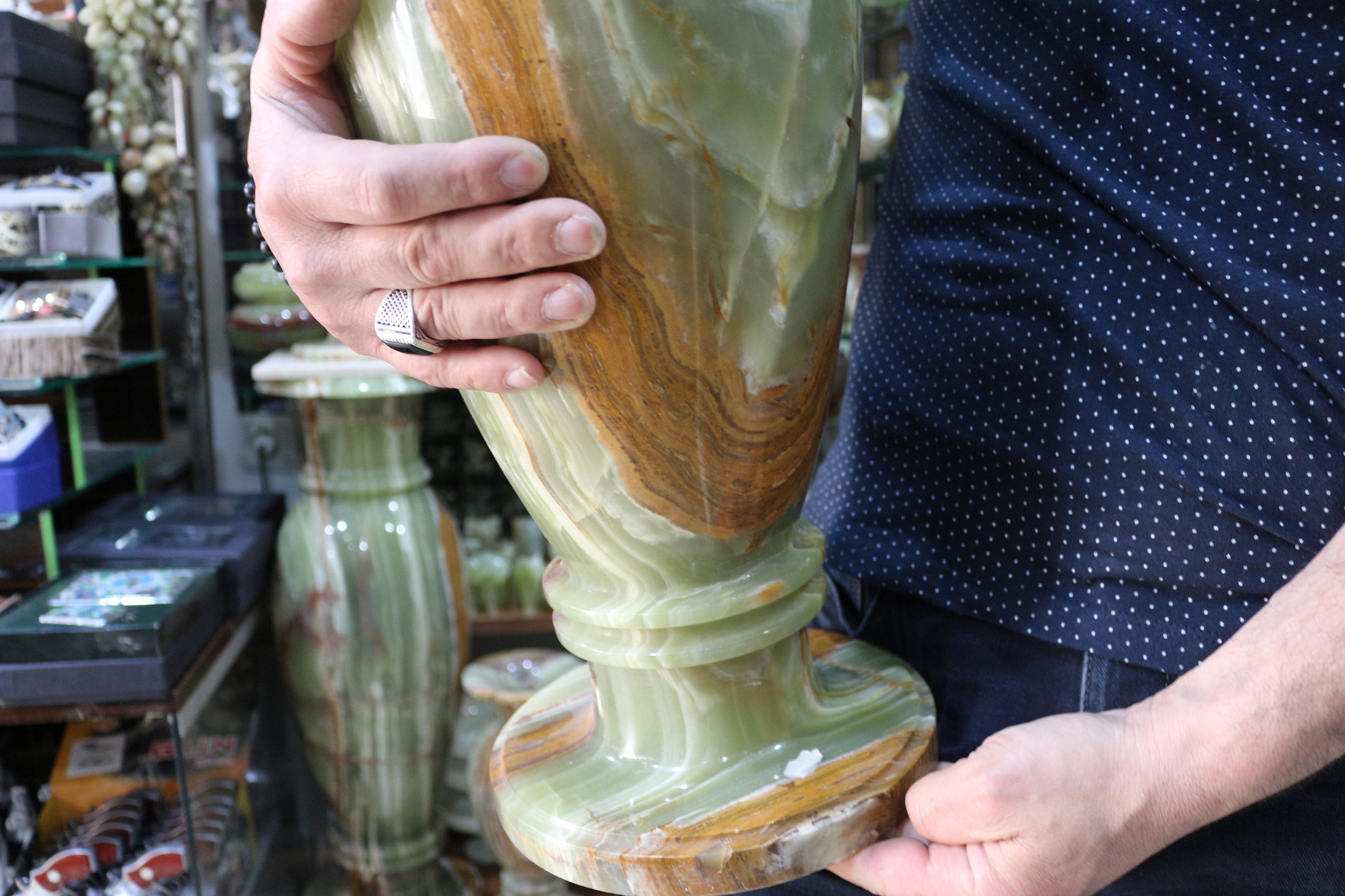 Green onyx natural real jemstone vase ④ Green Onyx Vase – Mz. Jones' Curio