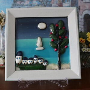 Peinture murale époxy paysage marin, cadeau spécial pour une nouvelle maison, décoration murale, design en résine fait main