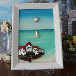 Seascape Epoxy Wall Painting, Special New Home Gift, Wall Decor , Handmade Resin Design