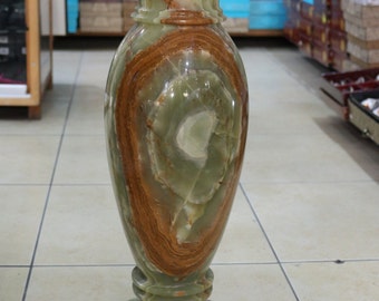 vintage Big Onyx Stone Vase - Green Onyx Vase - Onyx Flower Vase - Tall Onyx Vase - 1 Marble Vase - Home Decor