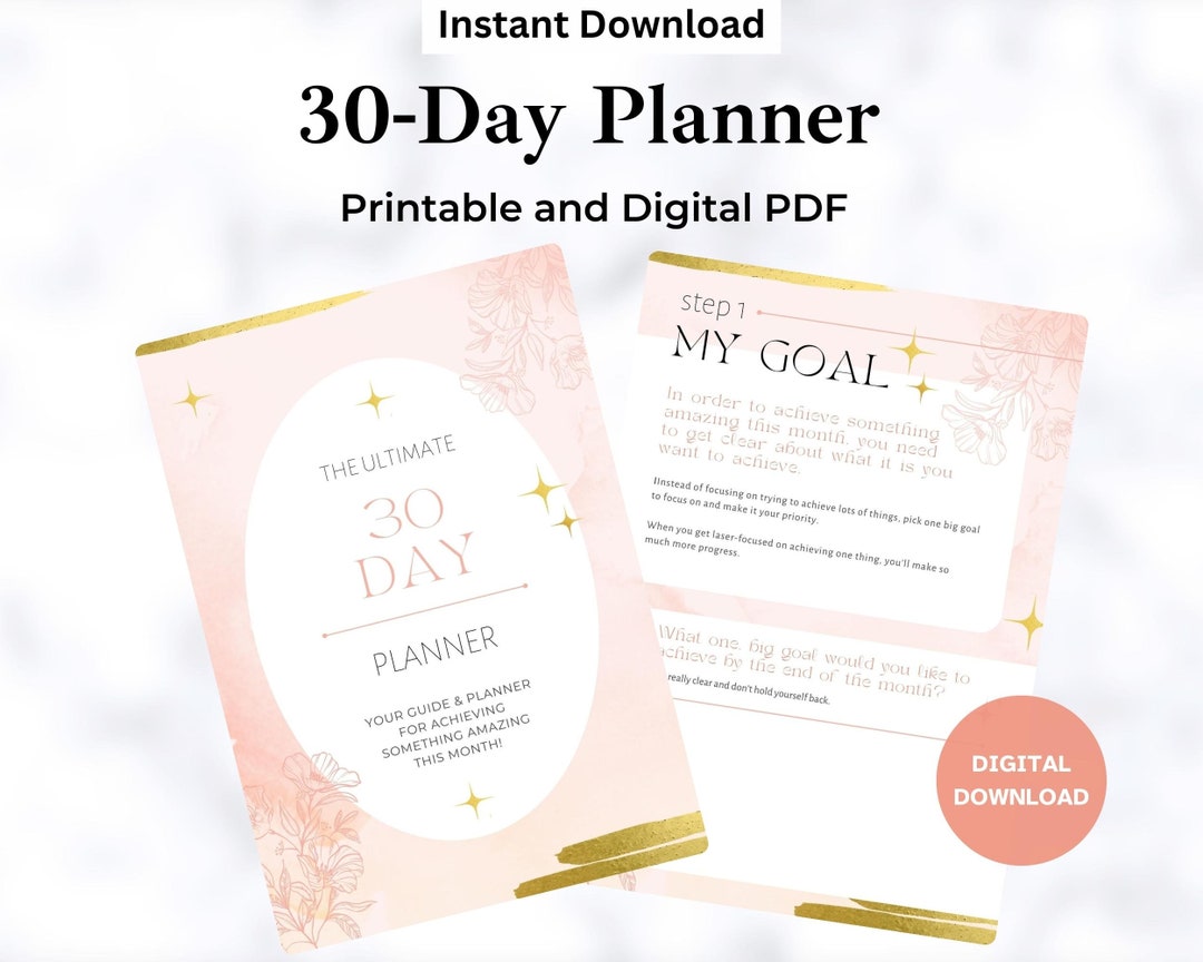 30 Day Planner Printable With 4 Step Process for Reaching Your - Etsy
