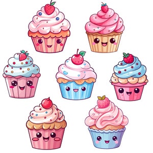 Kawaii Cute Cupcake PNG bundle