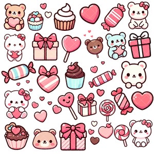 Kawaii Cute Valentine Bear PNG bundle