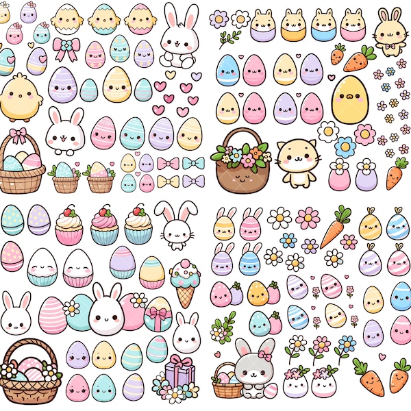 Kawaii Super Cute Easter PNG bundle