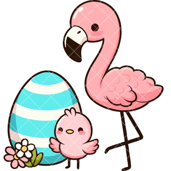 Kawaii Flamingo Tropical Easter PNG Bundle - Etsy